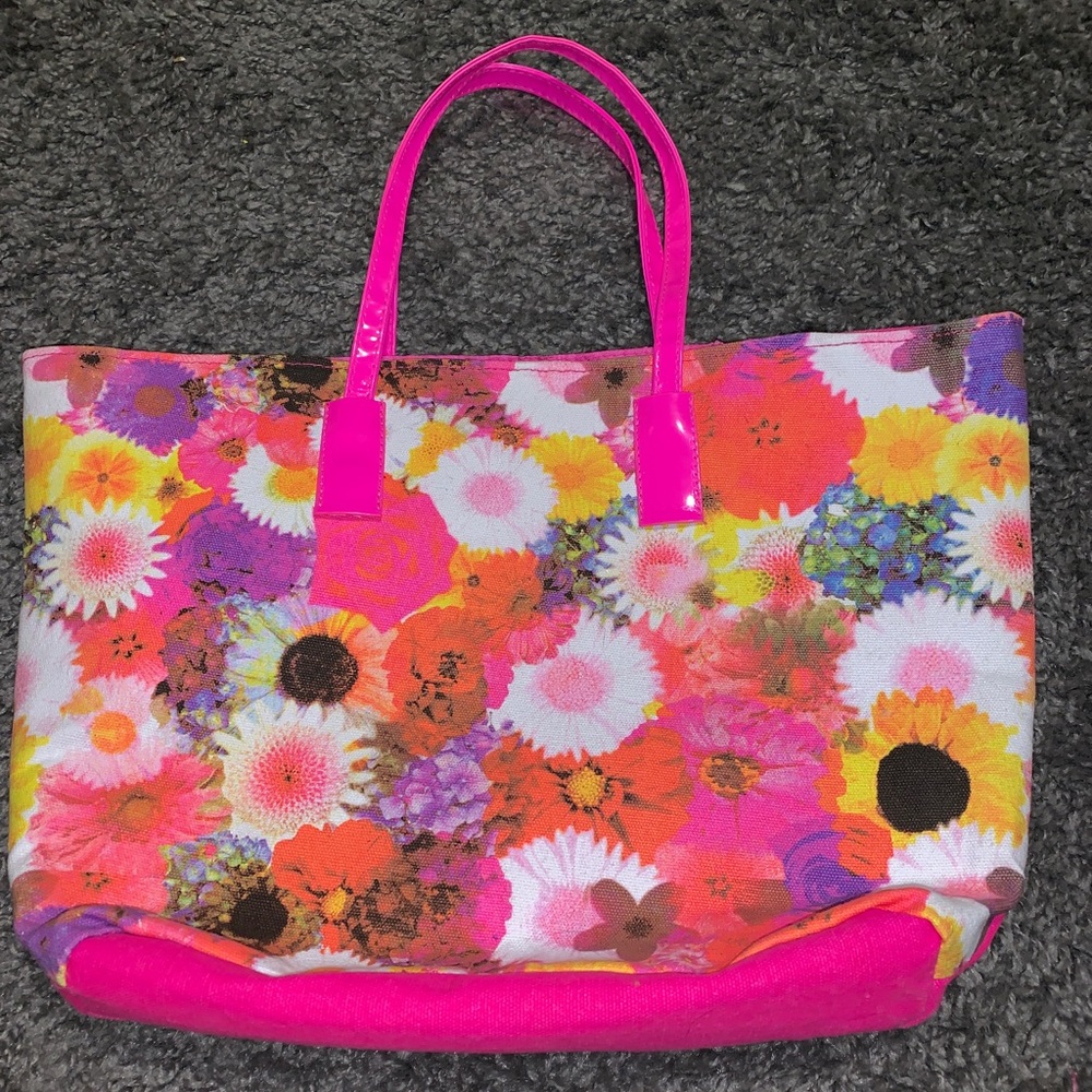 Hot pink, floral bag